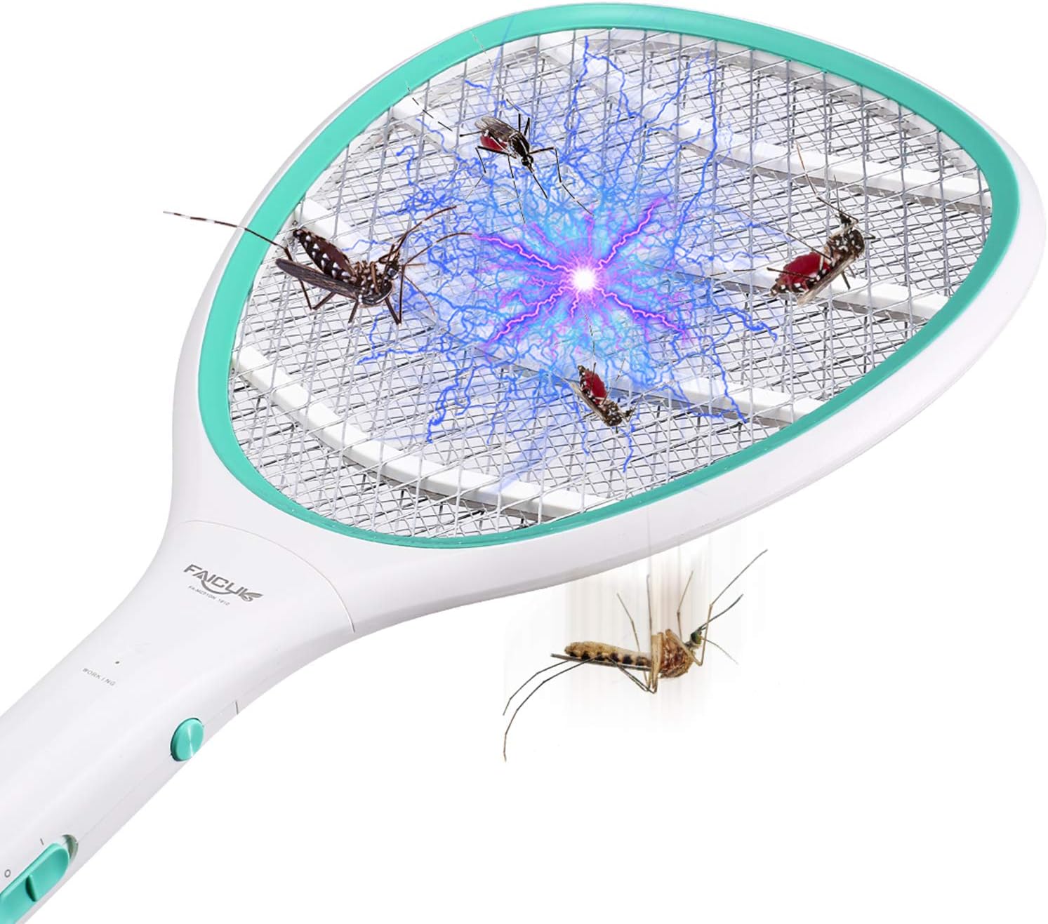 Detalle de Faicuk 2 Pack Bug Zapper Racket: 3000-Volt Electric Fly Swatters