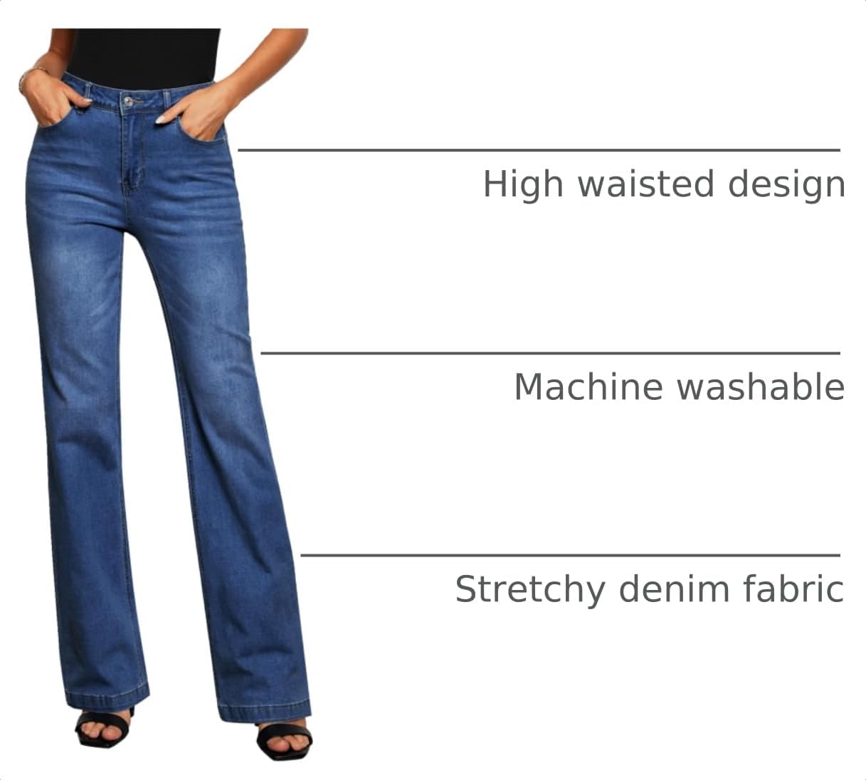 Thumbnail 3 de GRAPENT Women's Wide Leg High Waist Denim Jeans