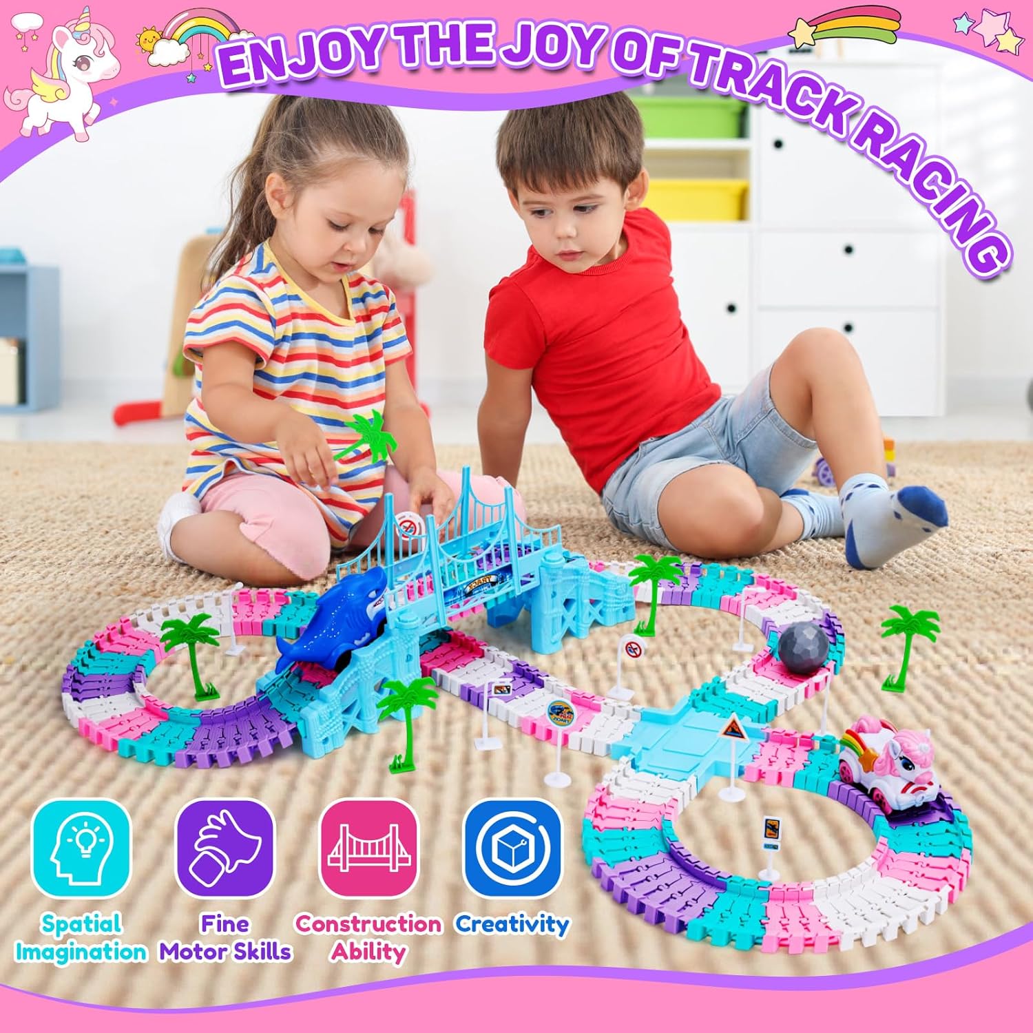 Detalle 2 de Race Track Toys 194PCS construction set for girls