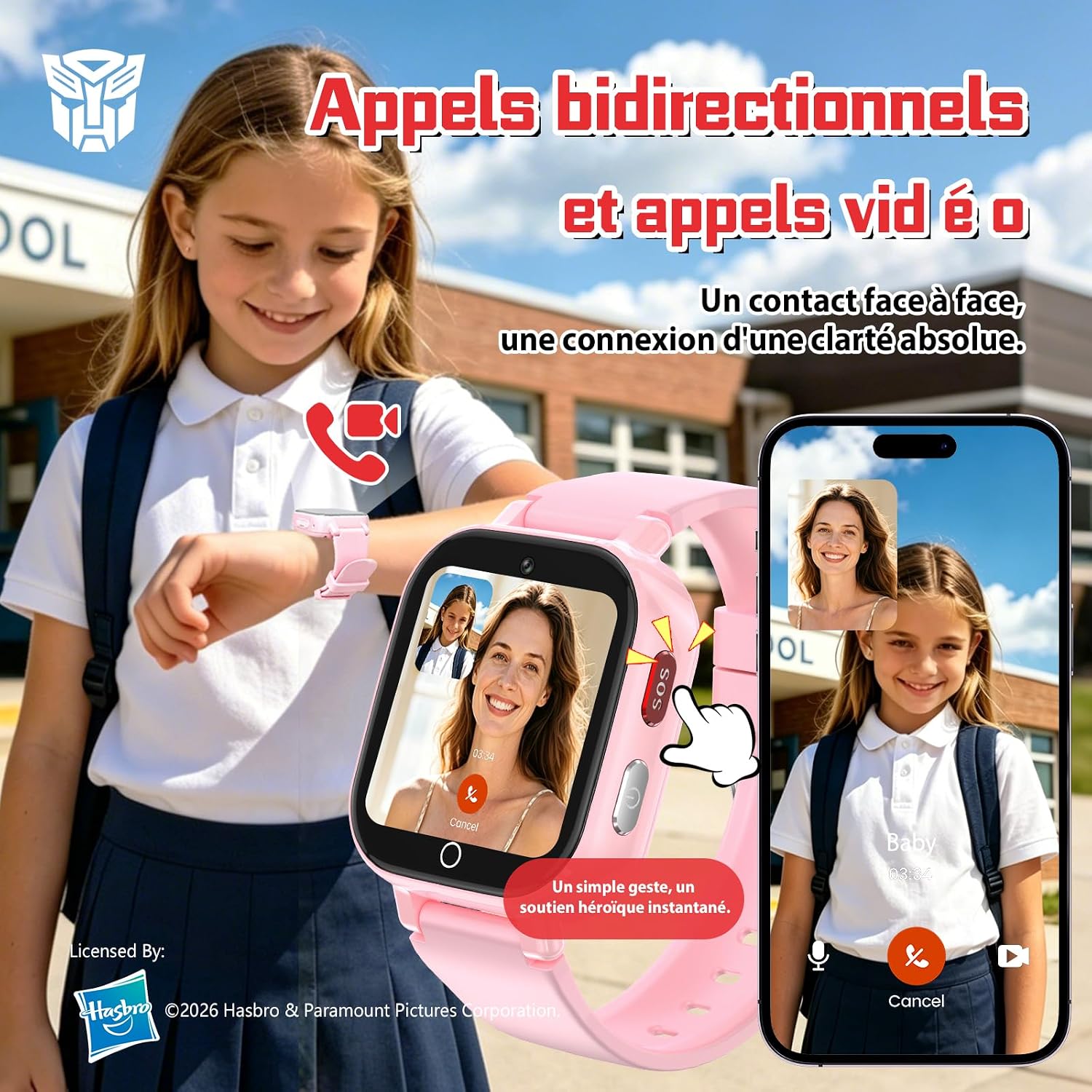 Detalle de Transformers 4G Montre Connectée Enfant — GPS 4G, appels vidéo et mode école