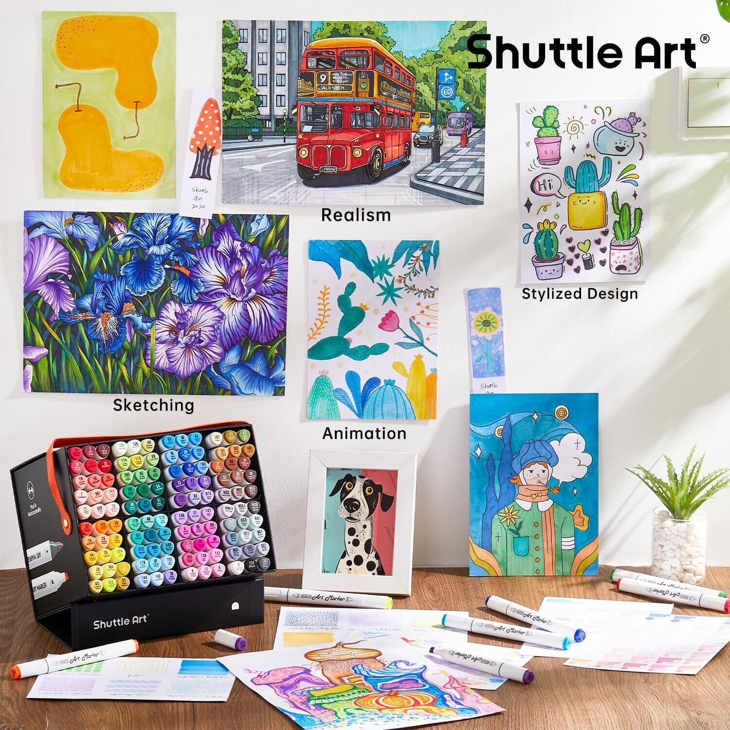 Detalle 1 de Shuttle Art Alkohol Marker Set mit 120 Farben
