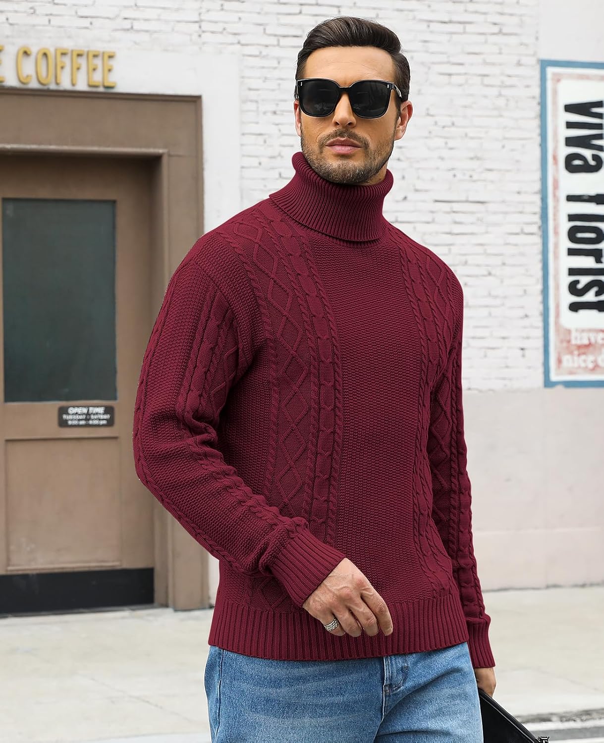 Detalle de Zetieny Herren Rollkragenpullover – Slim Fit Feinstrick mit Rollkragen, Langarm