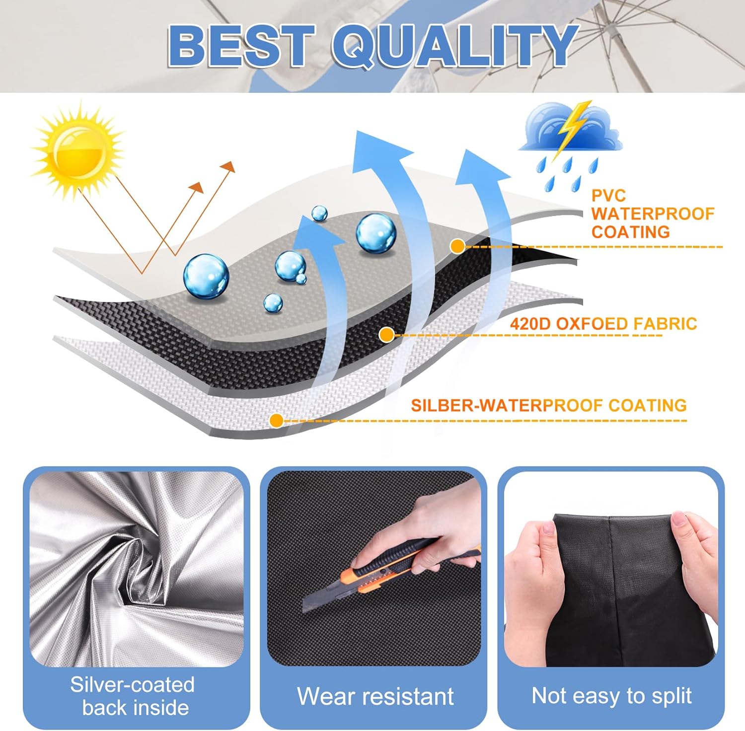 Thumbnail 3 de Seydrey Waterproof Parasol Cover for Cantilever Parasols (420D)