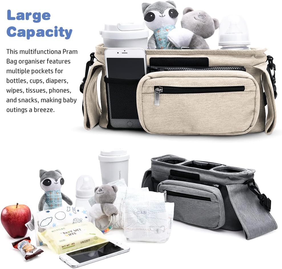 Thumbnail 2 de Tyuodna Baby Pram Bag Stroller: Universal Organiser with Two Insulated Cup Holders