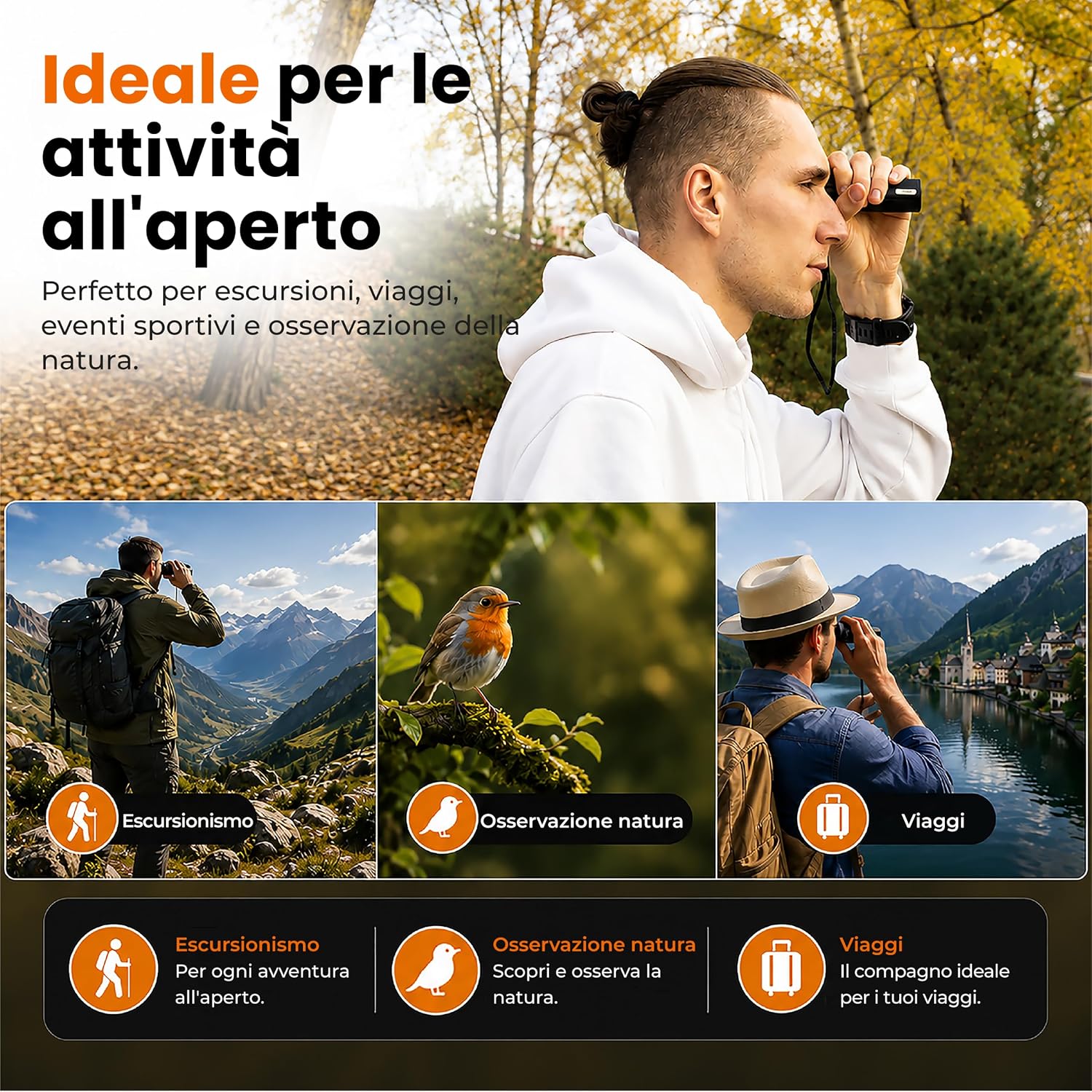 Detalle 2 de Technaxx Monoculare TX-176 10x25: compatto, leggero e versatile per escursionismo