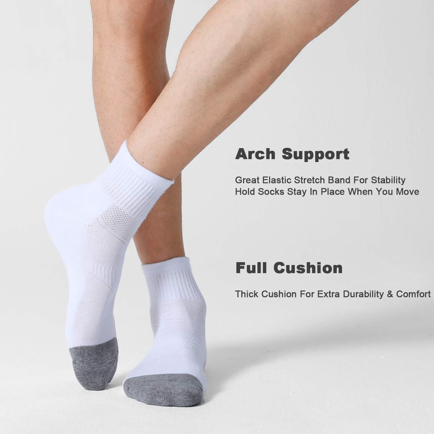 Detalle de CS CELERSPORT 6 Pack Men's Ankle Socks with Cushion — Soft Cotton Comfort for Running