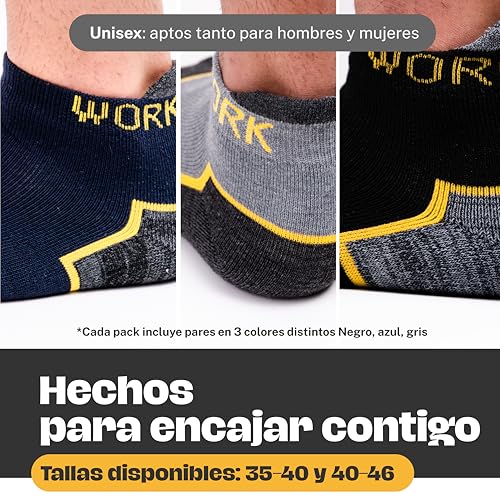 Thumbnail 3 de PS PROUTHS Calcetines de trabajo verano tobilleros unisex (95% algodón) con talón y puntera reforzados