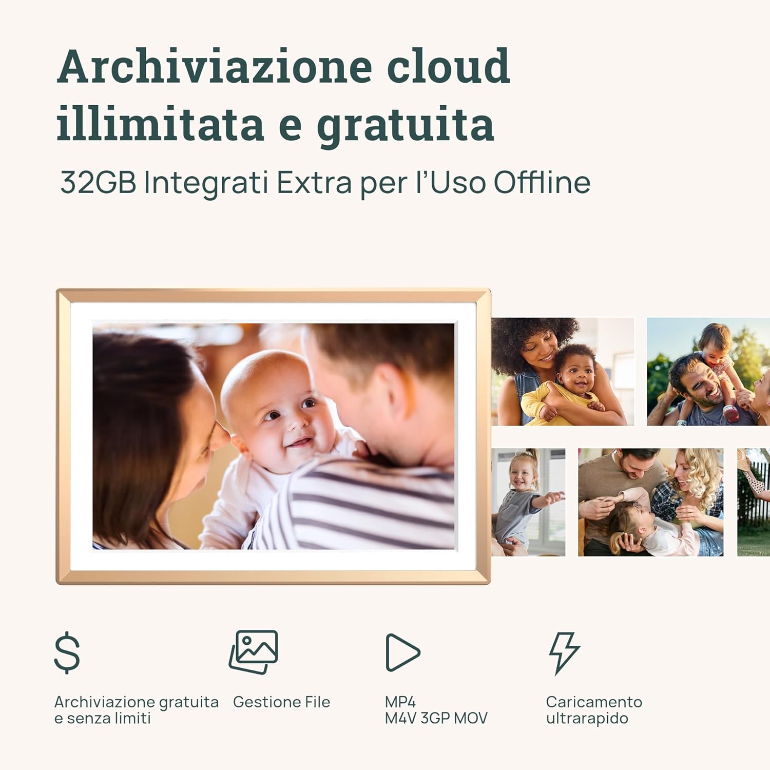 Thumbnail 2 de ARZOPA Cornice Digitale 10,1'' D10 Gold con archiviazione cloud illimitata gratuita