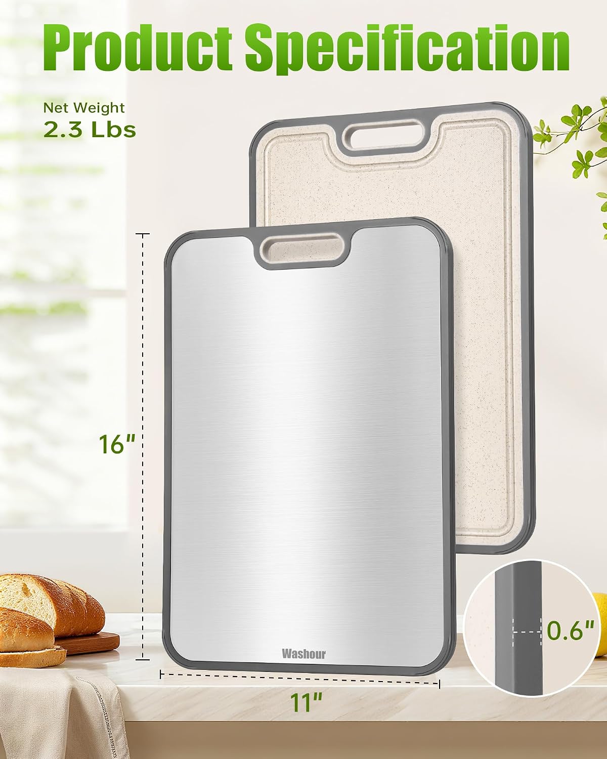Thumbnail 6 de Washour Titanium Cutting Board 16" ๐ช