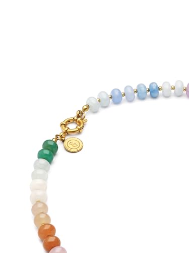 Detalle de SINGULARU Collar Mujer Gummy Stones | Acero bañado en oro 18kt y cerámica azul