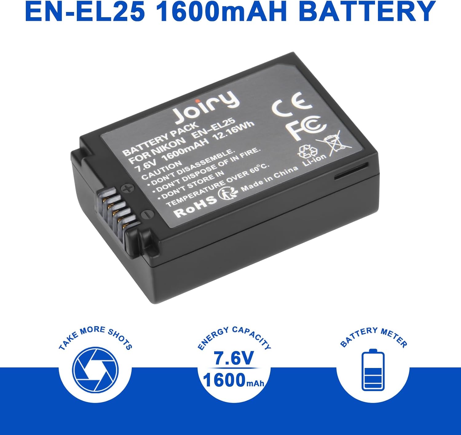 Thumbnail 2 de Joiry EN-EL25 Battery Bundle for Nikon Z Series (2x Batteries + Dual USB Charger)