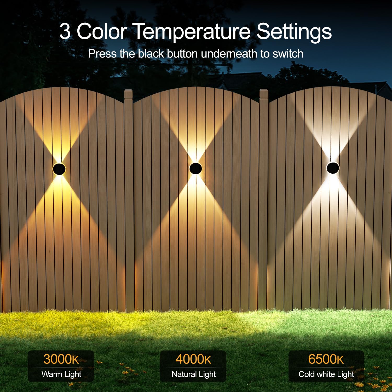 Detalle de ELLASAY Solar Wall Lights Outdoor (6-Pack) – Up & Down Light, IP65, 3 Colour Modes