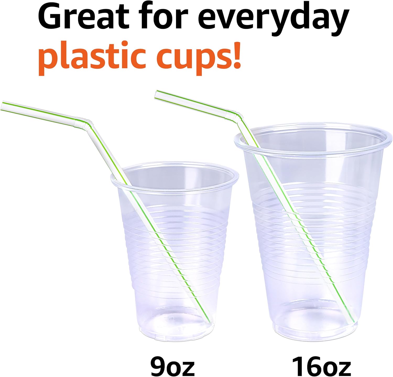 Thumbnail 3 de Amazon Basics Disposable Striped Plastic Flex Straws, 7.5" Long, 100 Count