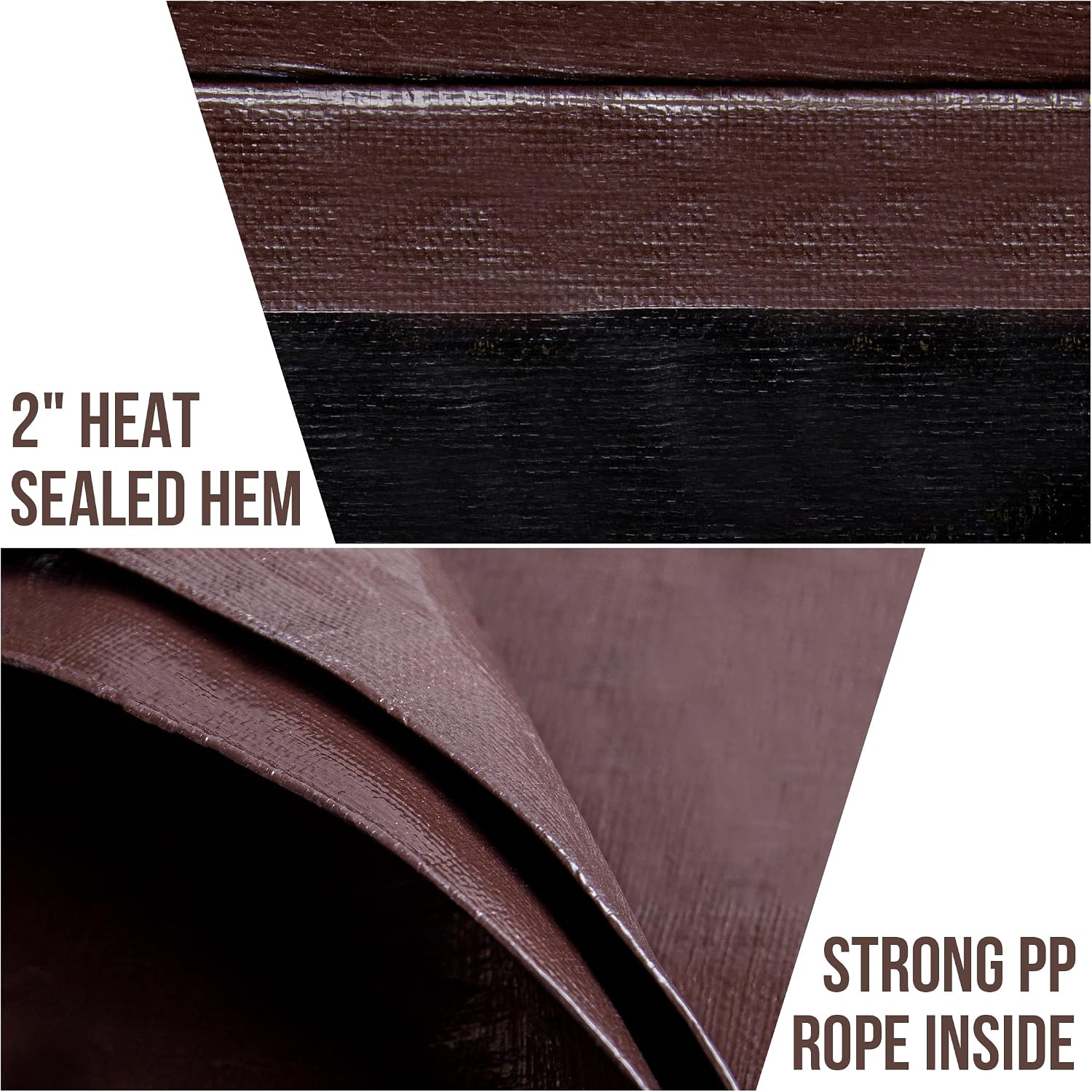 Detalle de CARTMAN Finished Size 14x20 Ft Extra-Thick 20 Mil Brown Ultra Heavy-Duty Poly Tarp (UV Resistant, Waterproof)