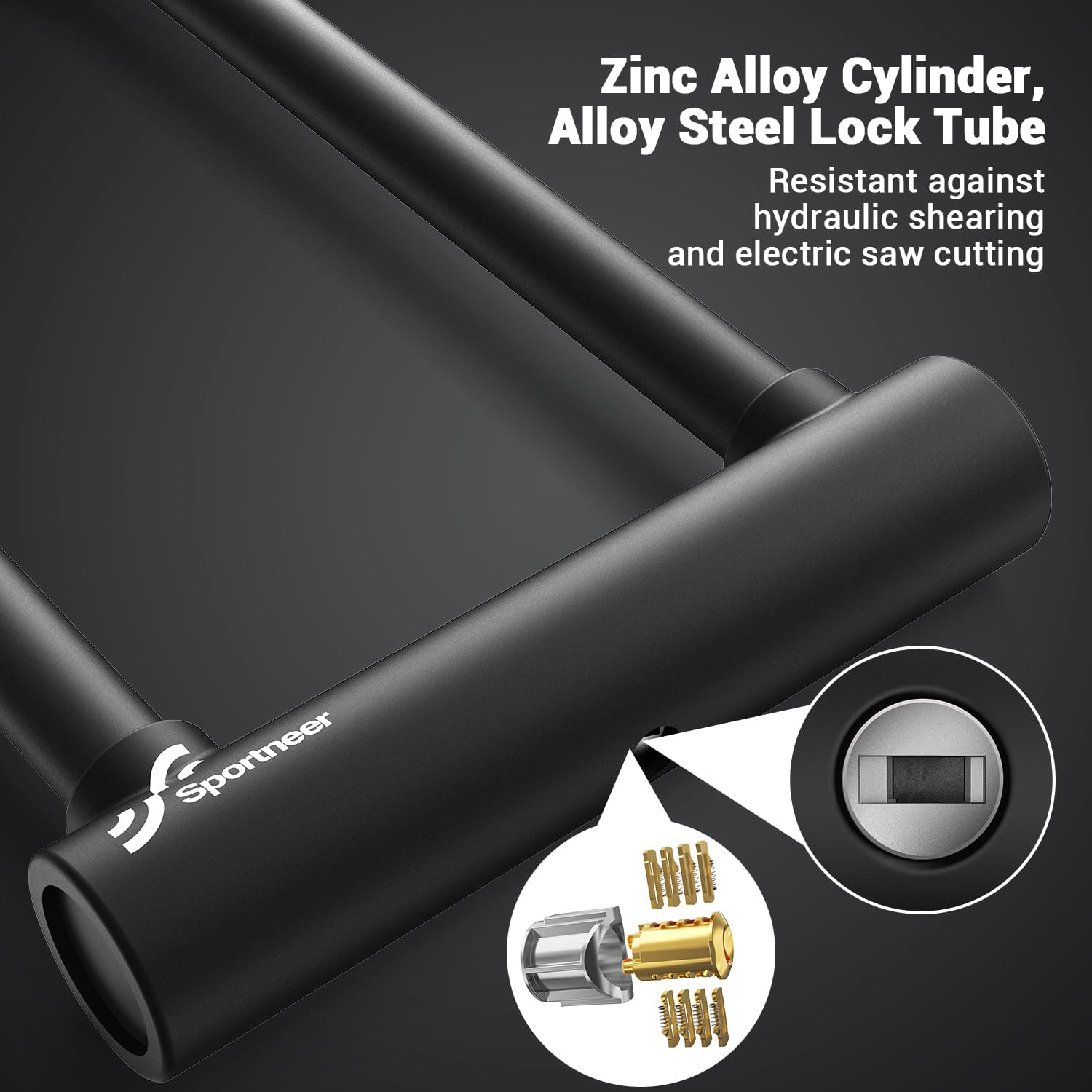 Detalle de Sportneer 18mm Heavy Duty Bike U Lock with Adjustable Mounting Bracket