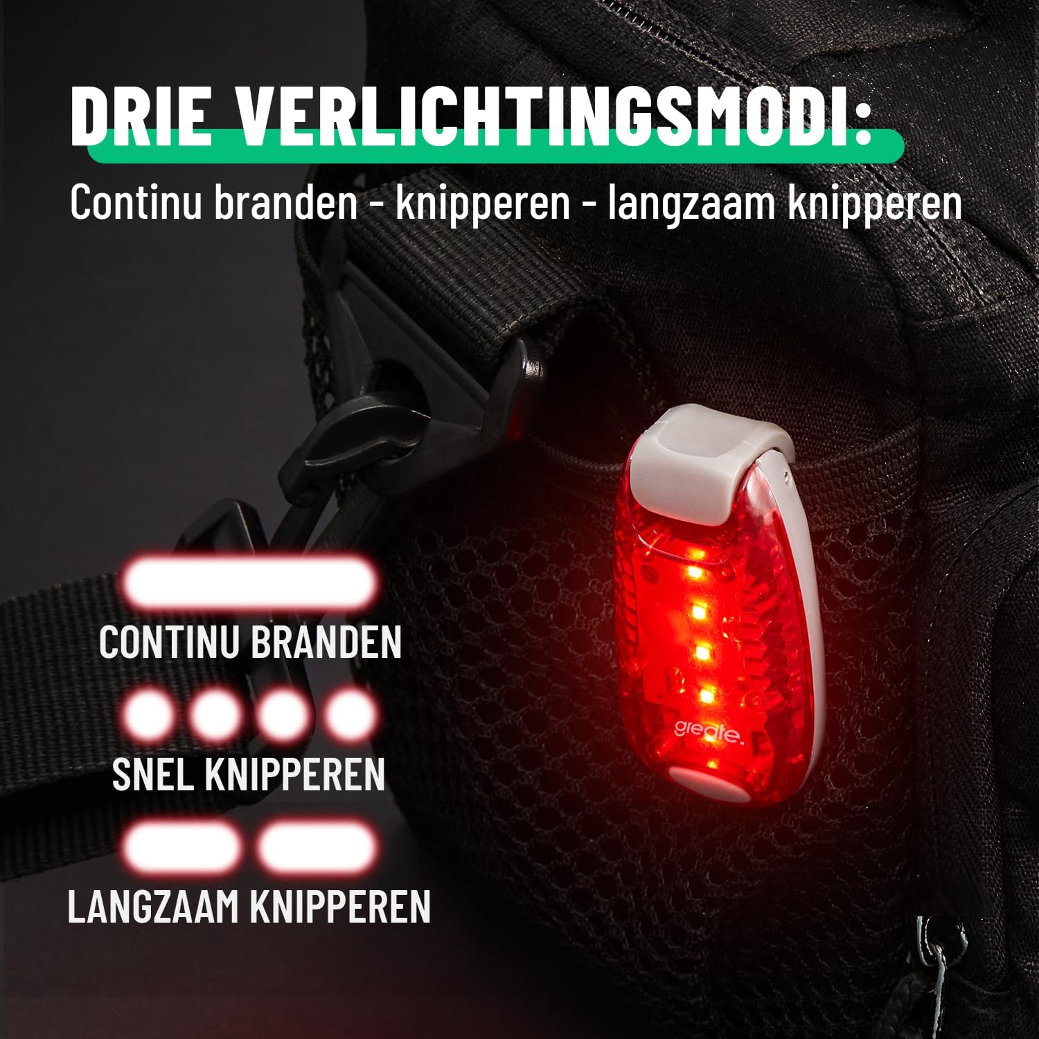Thumbnail 3 de Greate 201017-2 nachtlooplamp met 3 lichtstanden en bevestigingsclip