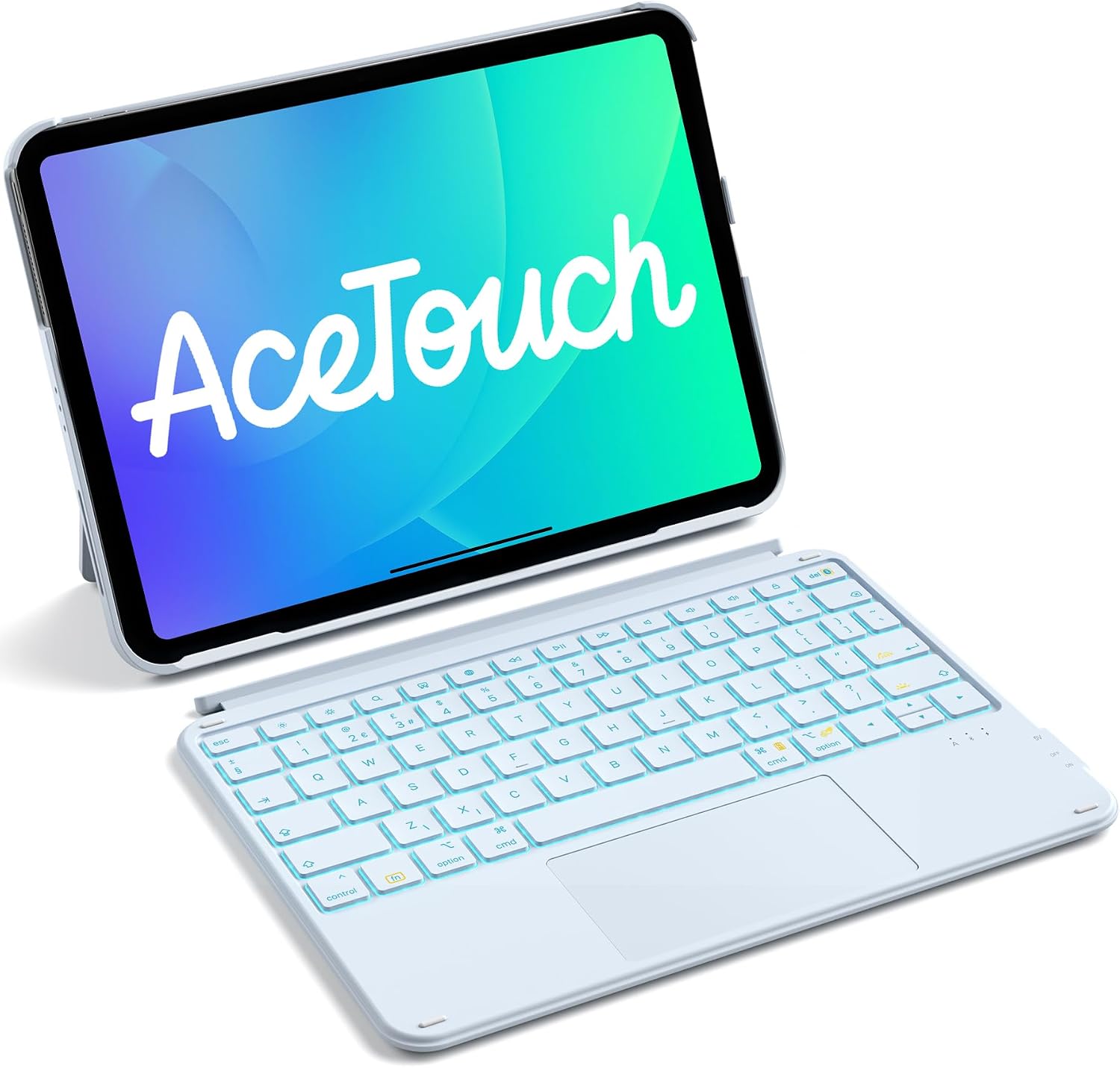Detalle de Inateck Ultralight Keyboard Case with Touchpad for iPad (11"/10.9") A16 11th Gen to Pro 11" — Blue