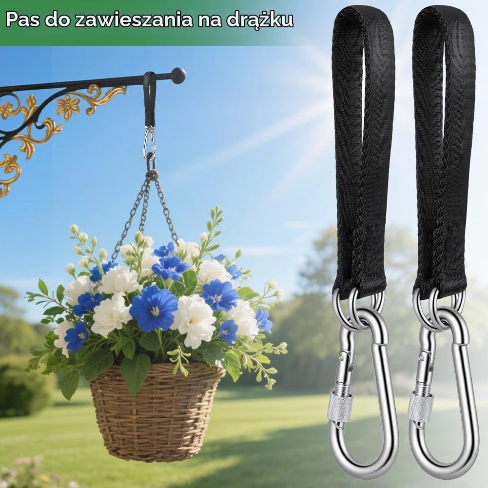 Detalle 2 de vsshe Zestaw 2 pasków do huśtawki i hamaka 30 × 2,5 cm z karabińczykami