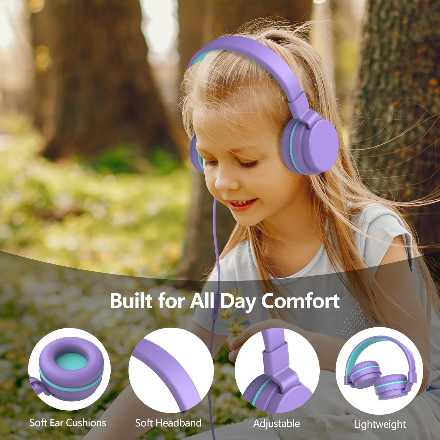 Thumbnail 5 de Kids Headphones Wired: Safe,Foldable On-Ear Headphones for School and Travel