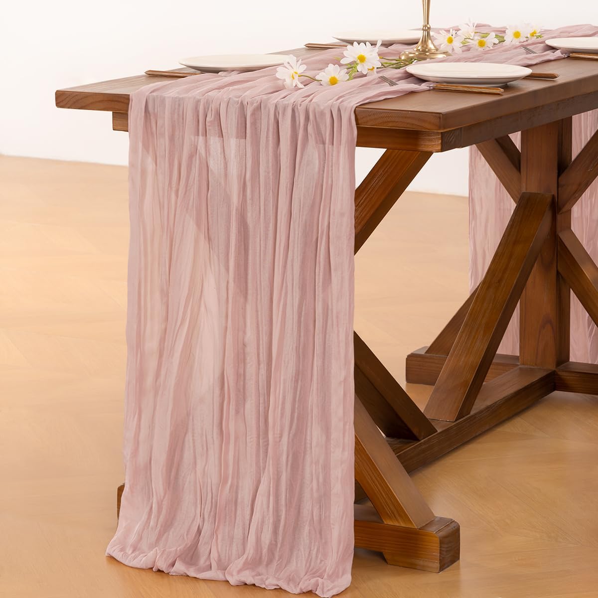 Thumbnail 3 de Socomi 120-inch Pink Cheesecloth Table Runner 🎉