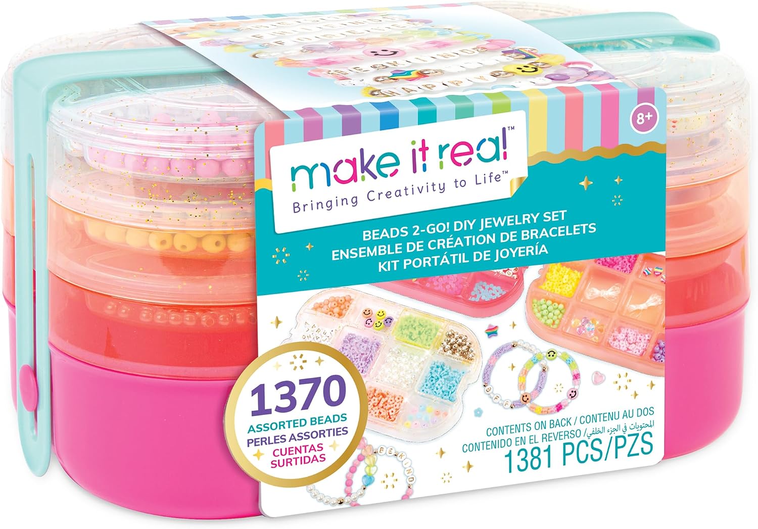 Make It Real 1710 Perline 2 Go! Set – Kit creativo portatile per gioielli fai-da-te per bambine