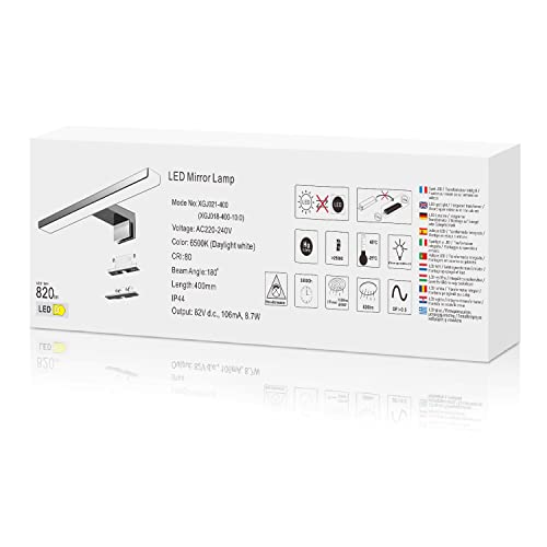 Detalle de Aogled Lámpara LED de Espejo de Baño 40 cm, 10W, 820 lm, 6000K, IP44