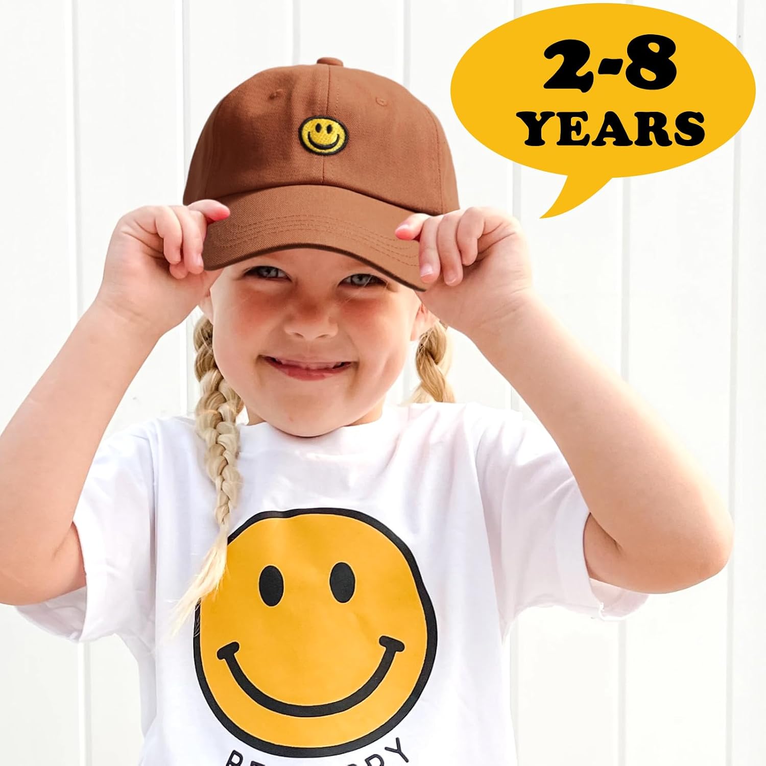Detalle 2 de SONMONY Smile Face Toddler Baseball Cap: Cute, Adjustable Sun Protection for 3–12 Years