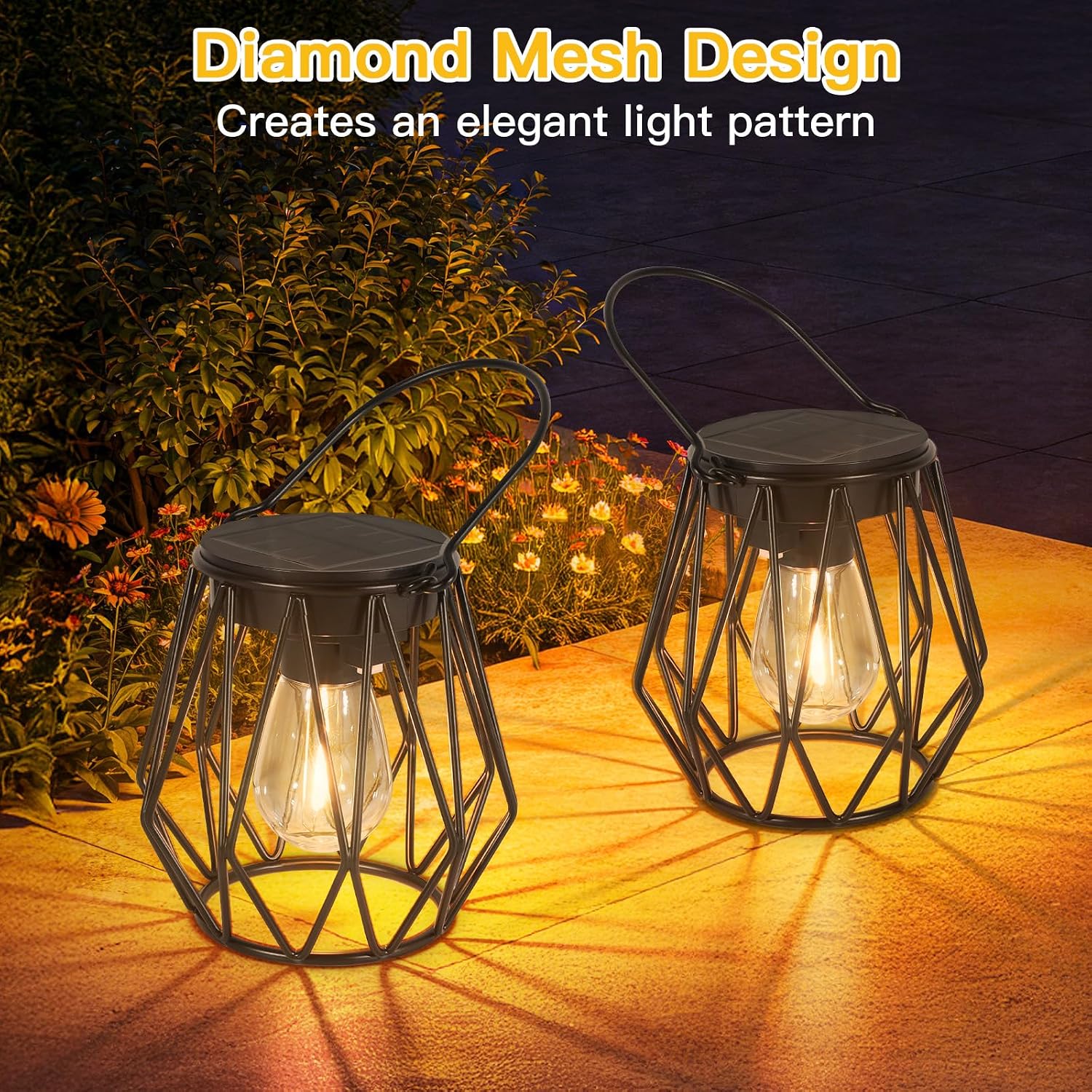 Detalle de TaoFiaCo Lanterna Solare per Esterni – 2 pezzi, da appendere o posare, IP65, design retrò per giardino e balcone