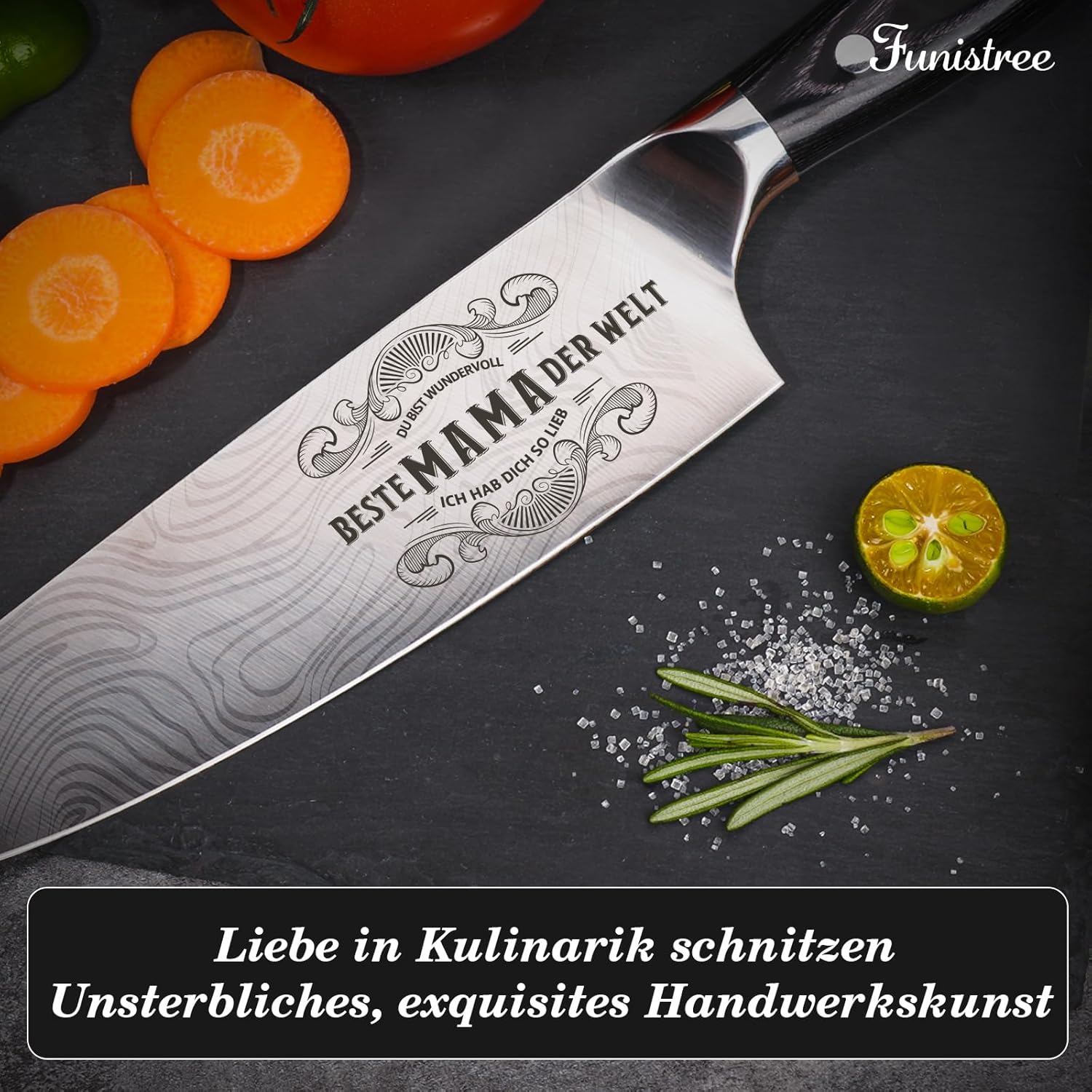 Thumbnail 4 de Küchenmesser Scharf Muttertagsgeschenk – 34 cm Kochmesser, Profi-Messer mit Gravur, Geschenkidee für Mama