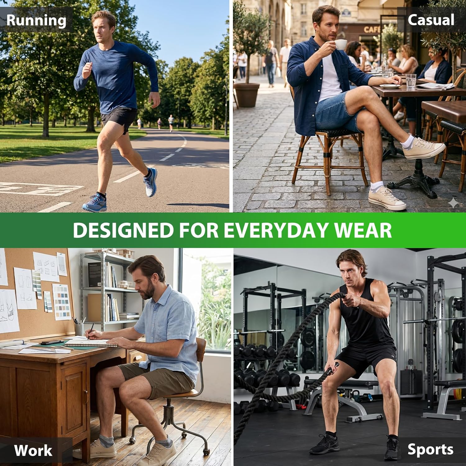 Thumbnail 1 de Stoeury Bamboo Trainer Socks for Men & Women – Breathable, Cushioned & Seamless Toe (6 Pairs)