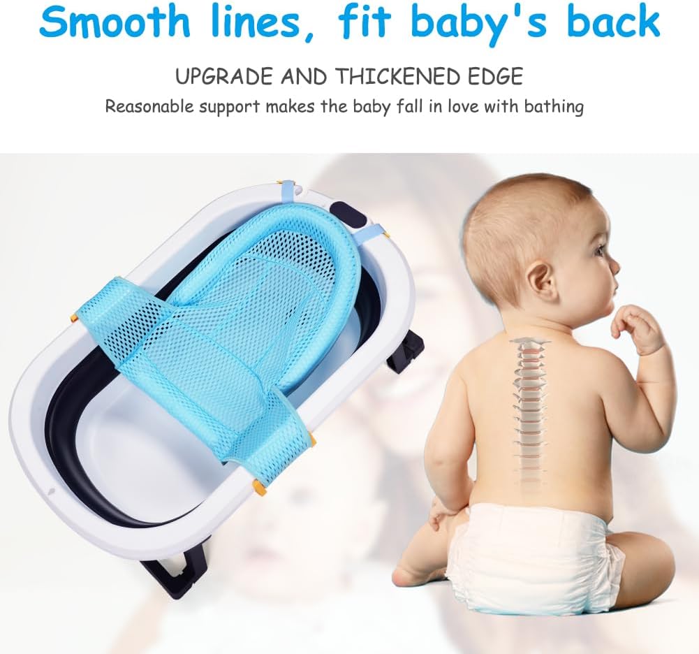 Thumbnail 5 de Aolso babybadnet met verstelbare, antislip badkuiphouder, blauw