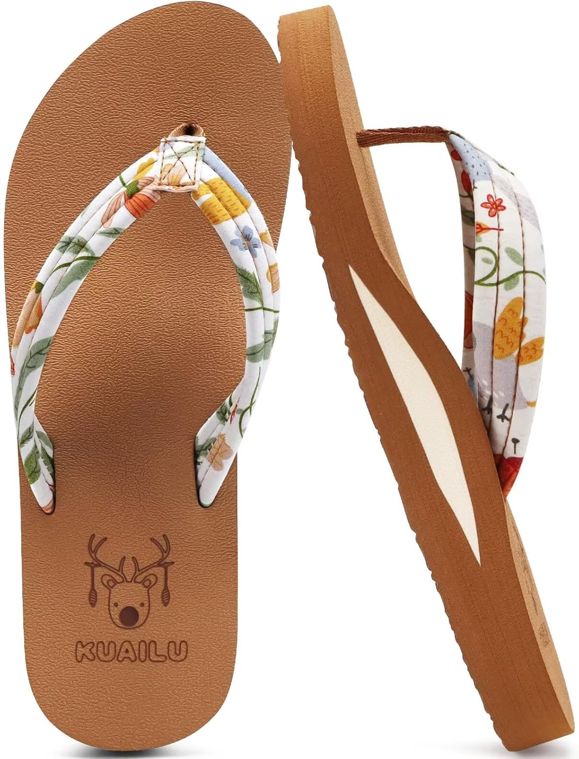 Detalle de KuaiLu Women’s Arch Support Flip Flops with Cushion Insole and Soft Yoga Mat Feel