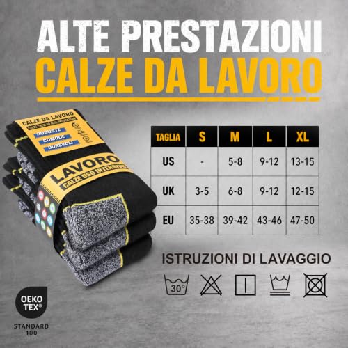 Detalle de Niorasen calzini da lavoro uomo, 6 paia in spugna, taglia 47-50