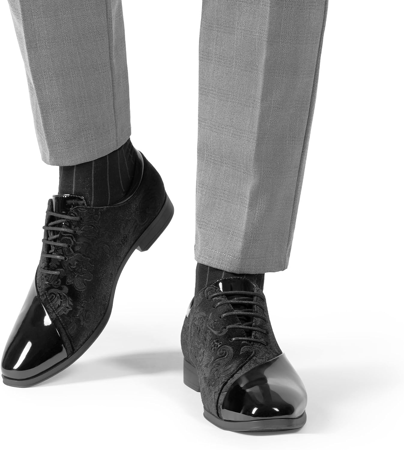 Thumbnail 1 de Bruno Marc Men's Tuxedo Oxfords, Pointed Toe, Lace-Up, Non-Slip