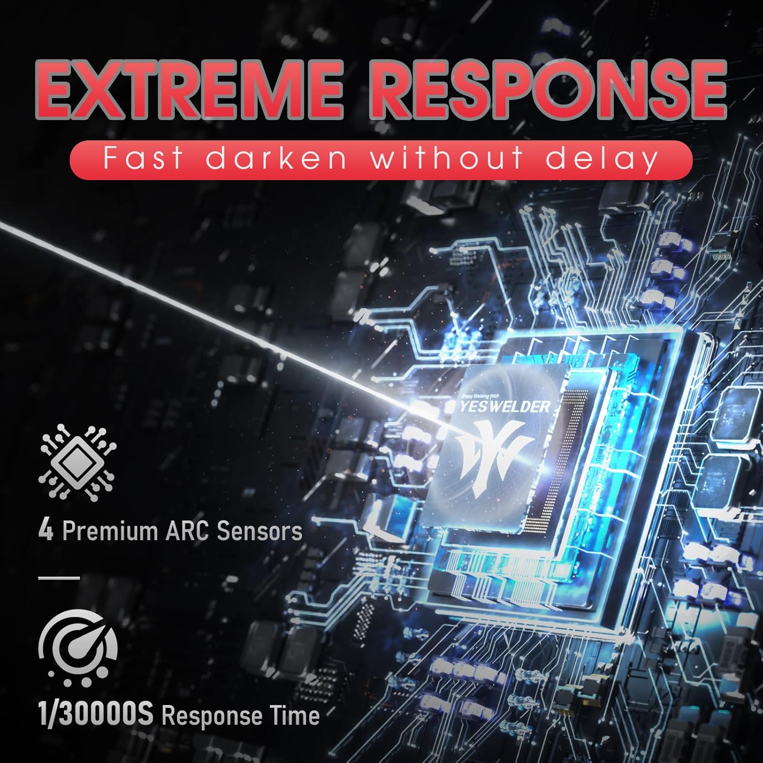 Thumbnail 5 de YESWELDER Maschera da saldatura autoscurante con schermo grande 10x9 cm, 4 sensori e visione a colori reali