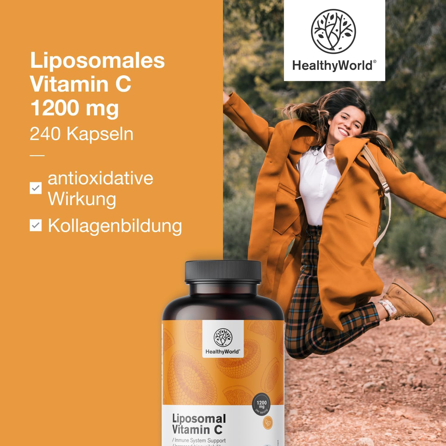Thumbnail 5 de HealthyWorld Liposomales Vitamin C – 240 Pflanzenkapseln (1200 mg/Tag) mit Hagebutte & Sonnenblumen-Phospholipiden
