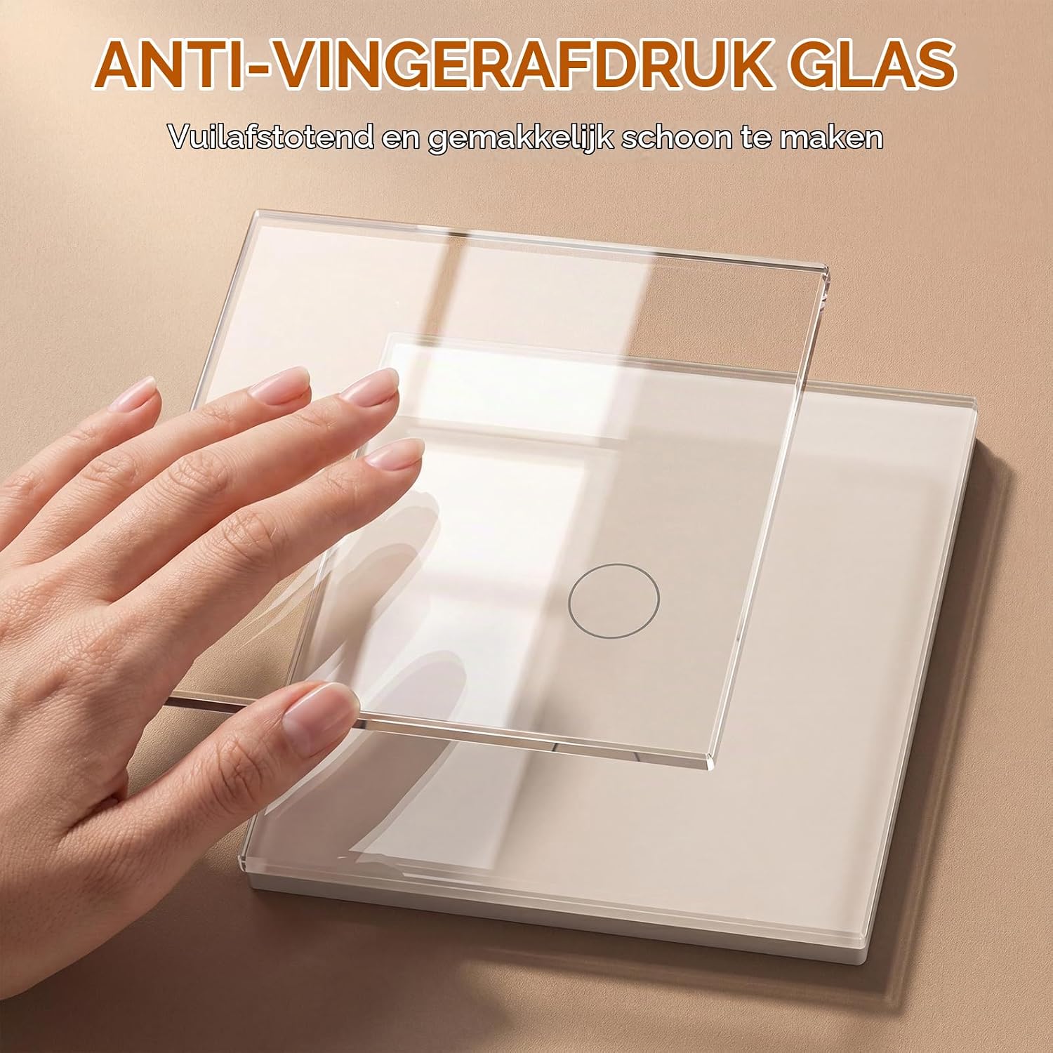 Detalle 2 de BSEED Touch inbouwschakelaar met glazen paneel, led-indicator en 1 schakelaar