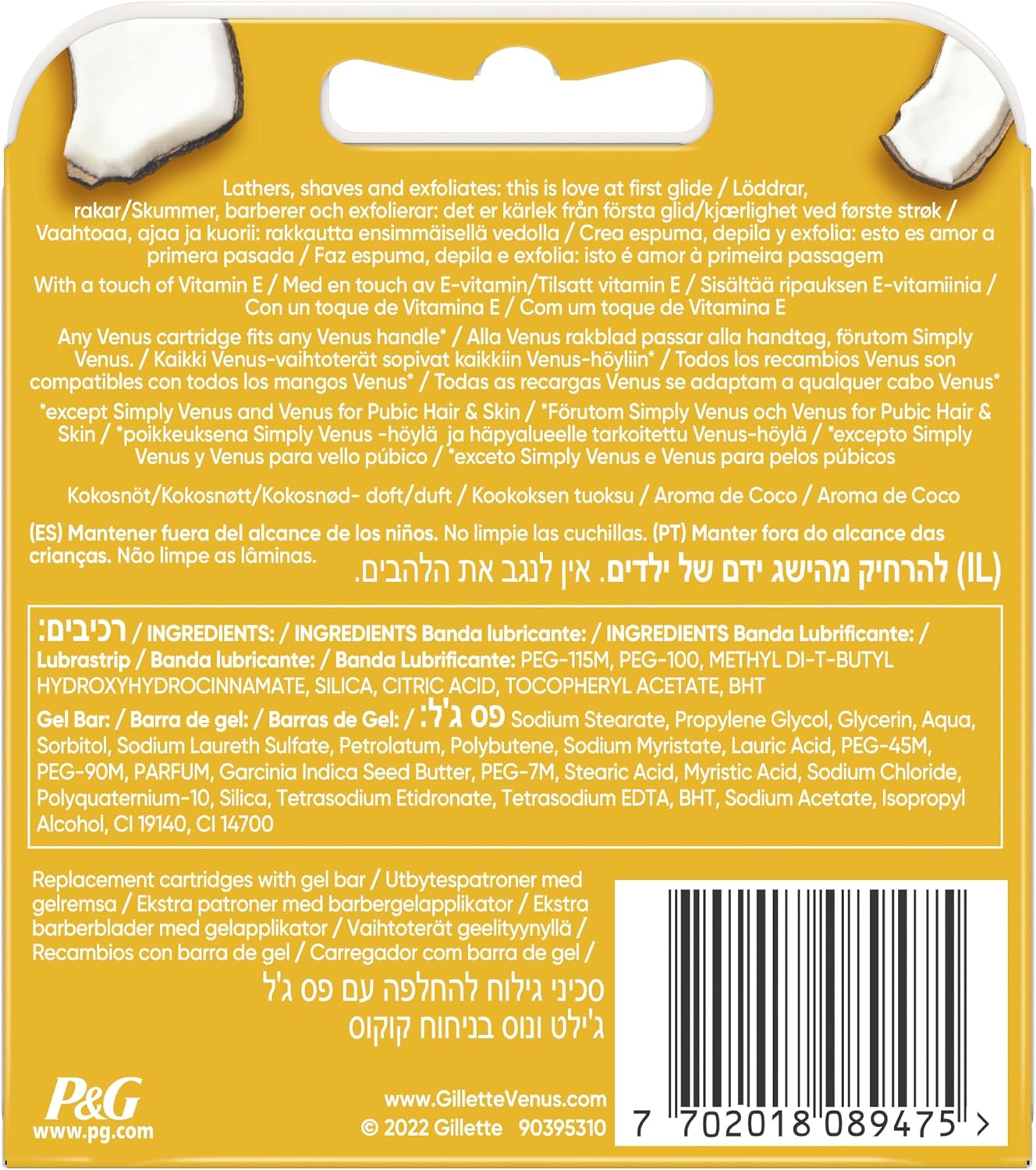 Detalle 2 de Gillette Venus Pro ComfortGlide women’s razor blade refills (Coconut & Olay), pack of 6 replacement cartridges