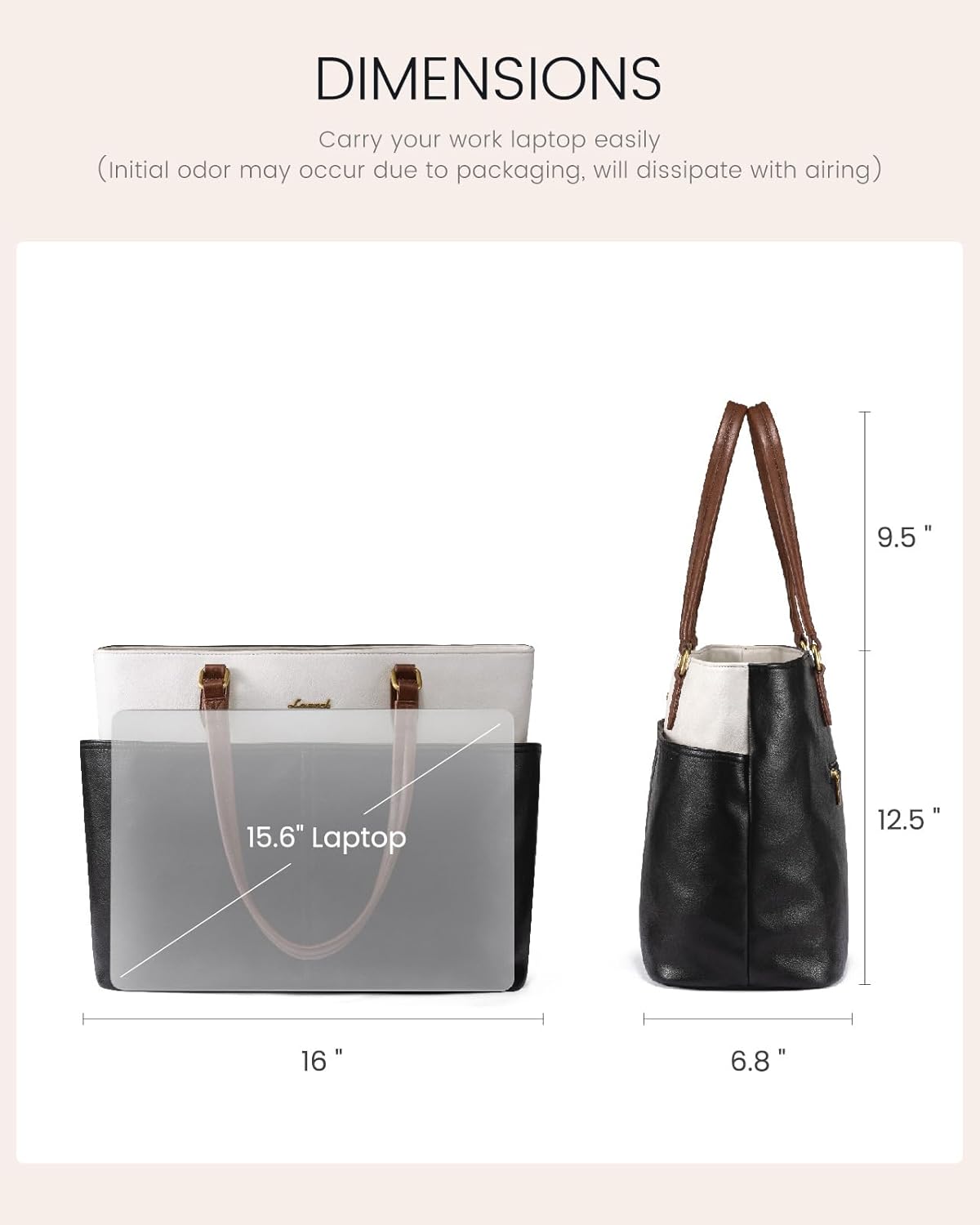 Detalle de LOVEVOOK Laptop Handbags for Women: Large Tote with 11 Pockets and Vegan Leather