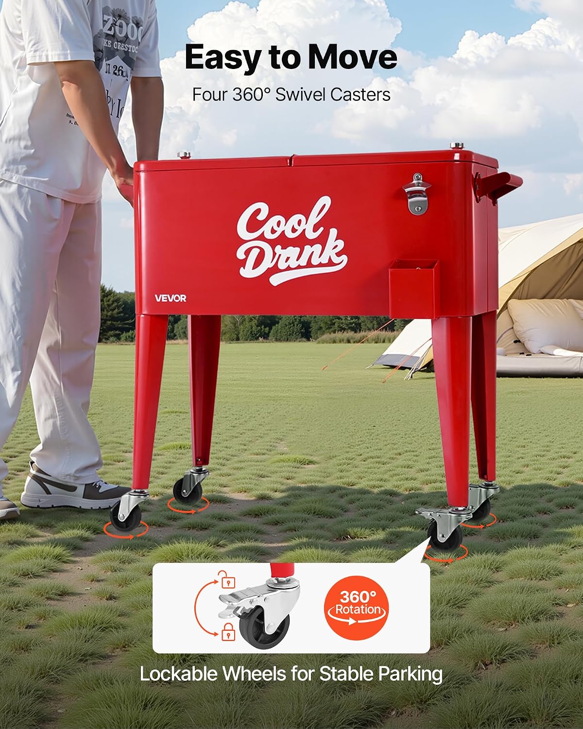 Detalle de VEVOR Rolling Cooler 80 Quart
