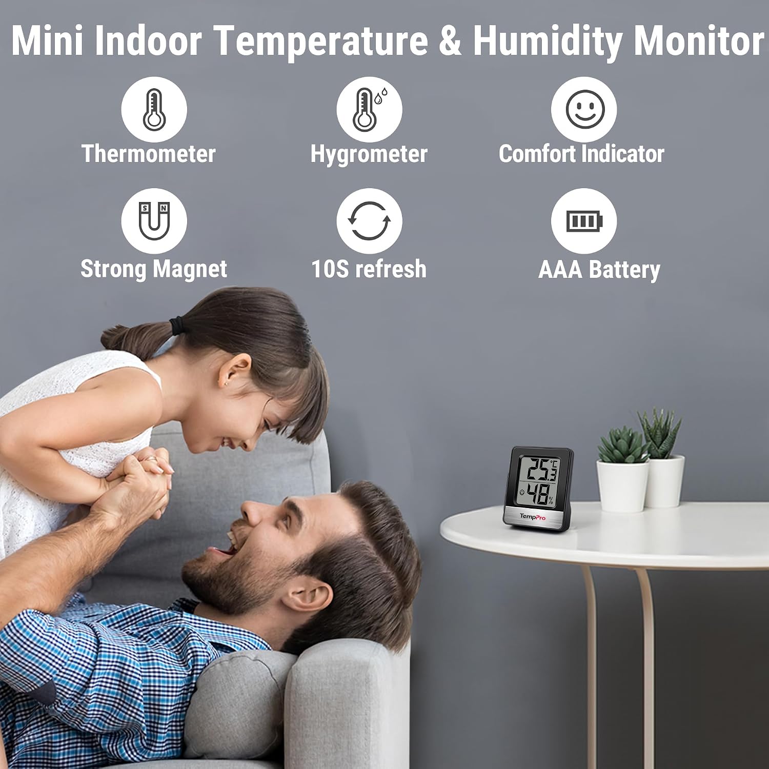 Detalle de ThermoPro TP49 Digital Indoor Hygrometer – Dual Pack for Home and Office