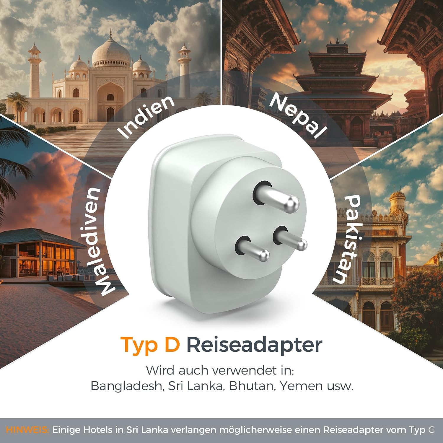 Thumbnail 2 de TESSAN 3 in 1 Reiseadapter Typ D 2500W