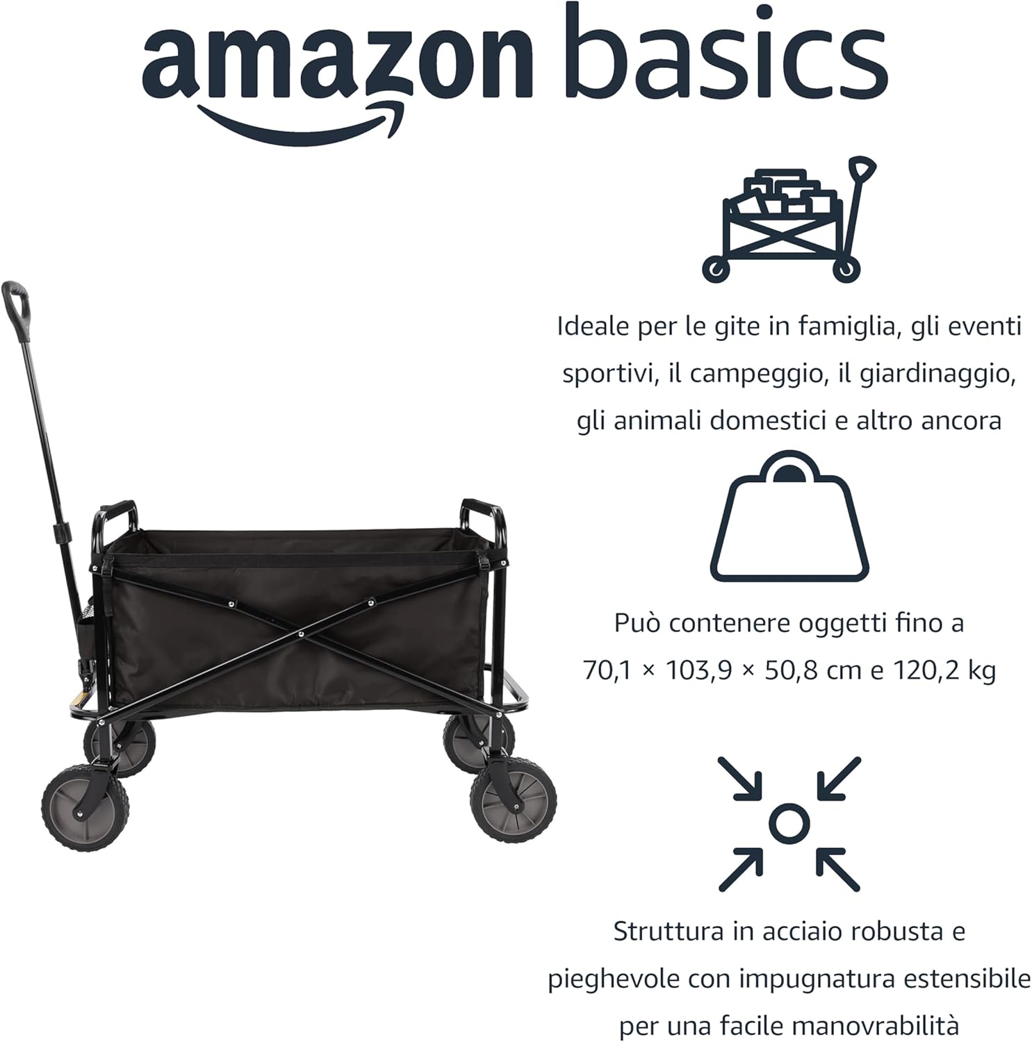Detalle 2 de Amazon Basics Carrello da giardino 120 kg 🛒