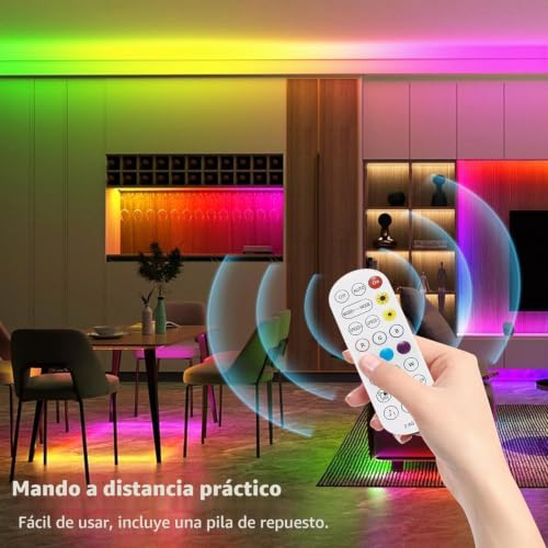 Detalle de FUPT Tira LED TV 3m RGB con pilas y control remoto | luz ambiental para cine en casa, cocina y dormitorio
