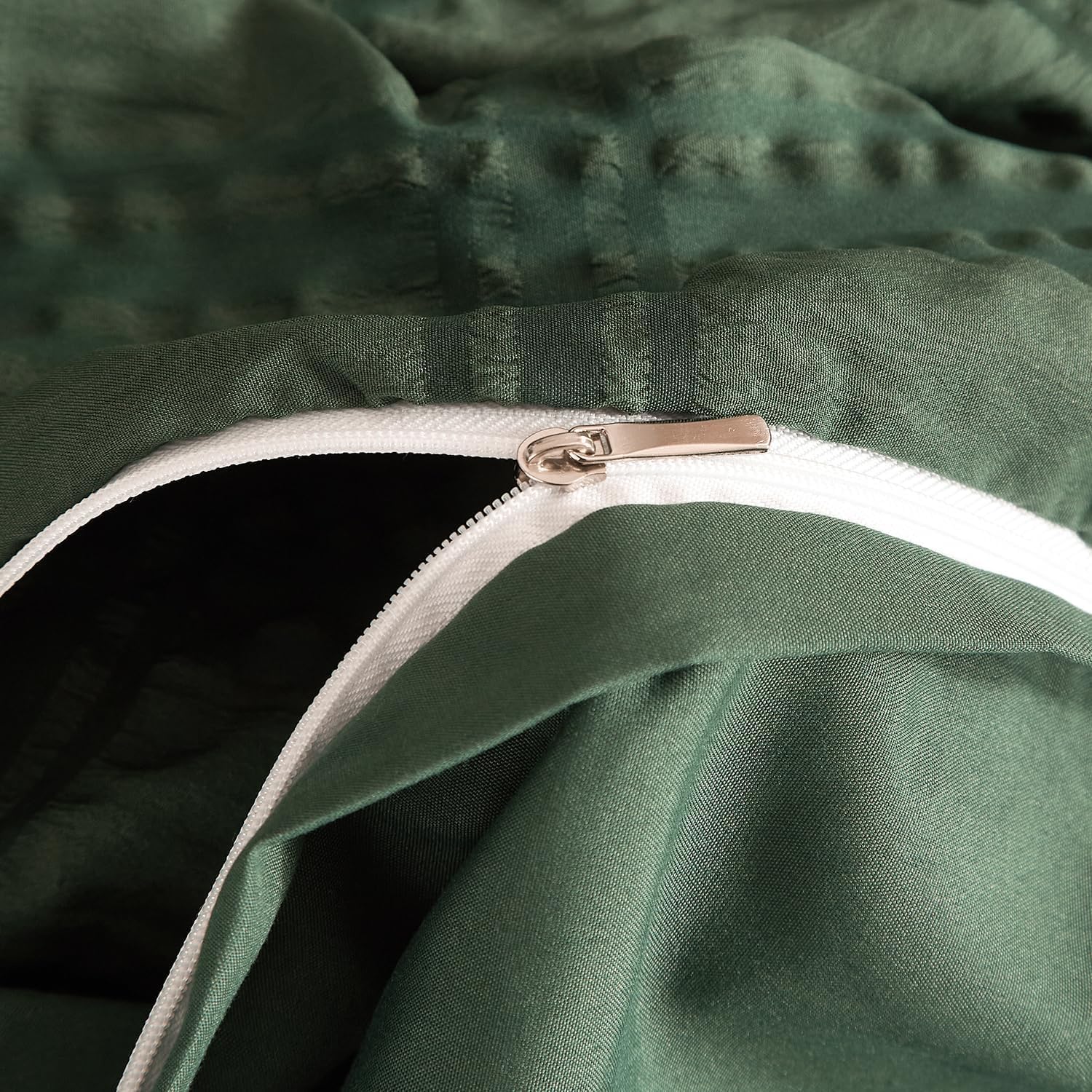 Thumbnail 4 de Luofanfei Housse de Couette Seersucker Vert Olive 220x240 + 2 Taies 65x65 en Microfibre