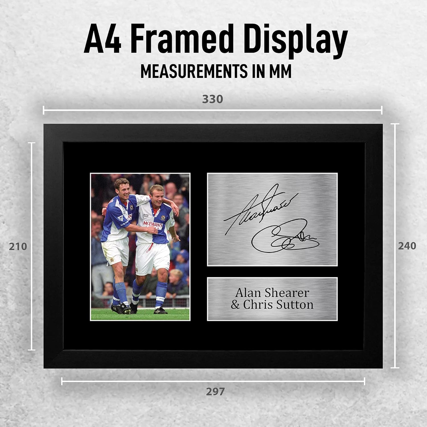 Thumbnail 1 de HWC Trading A4 FR Alan Shearer & Chris Sutton framed signed-style photo (Black frame) for Blackburn Rovers fans