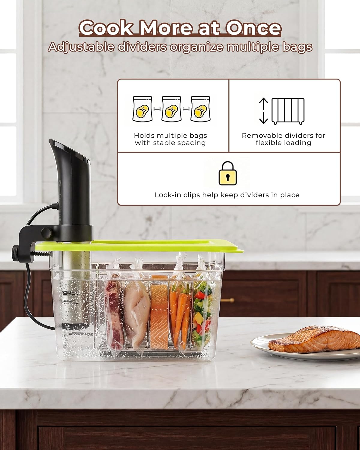 Thumbnail 2 de EVERIE Sous Vide Container 12 Quart Universal Lid and Rack 🥘