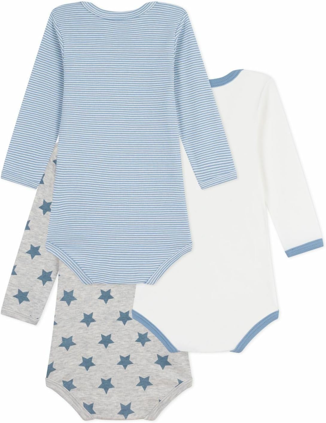 Thumbnail 1 de Petit Bateau Lot de 3 bodies manches longues coton étoiles bébé –Mixte
