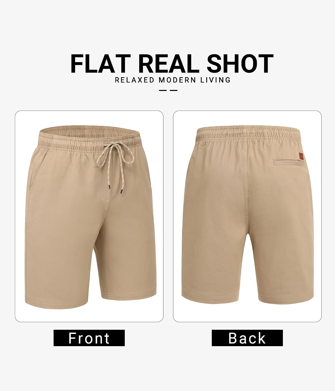 Detalle de COOFANDY Men's Casual Cotton Drawstring 9-Inch Chino Shorts