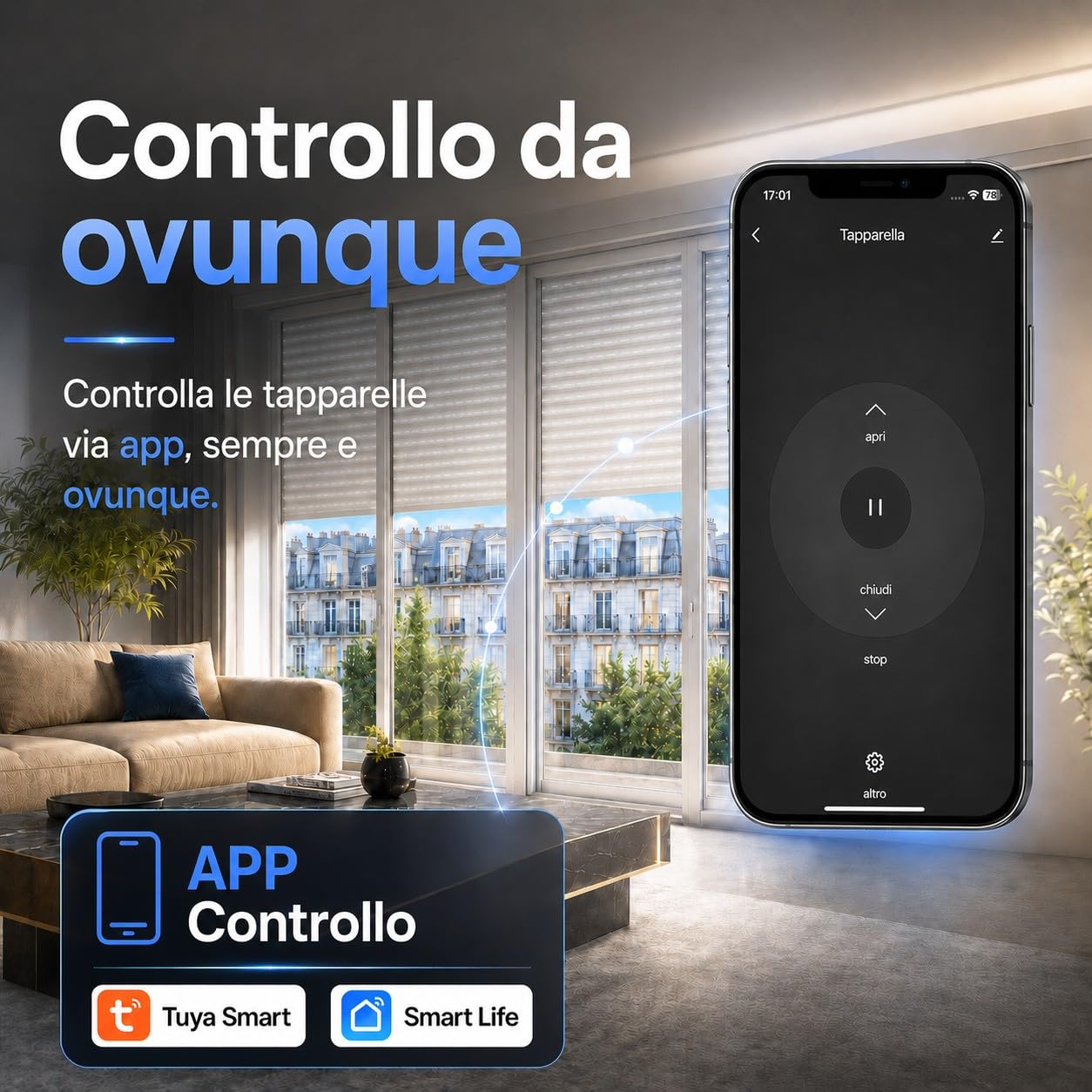 Detalle de LoraTap Interruttore WiFi per tapparelle 2 pezzi con Smart Life, Alexa e Google Home (300W)